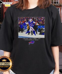 Original Josh Allen Buffalo Bills NFL 2025 photo on a ladies tee, showcasing team spirit and style.