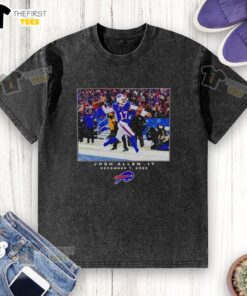 Original Josh Allen Buffalo Bills NFL 2025 washed t-shirt featuring a stylish design perfect for football fans.