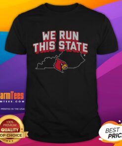 Alt Text: Original Louisville Basketball We Run This State T-Shirt featuring bold graphics and vibrant colors for fans.