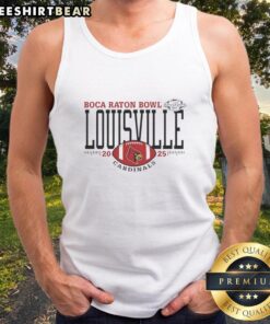 Original Louisville Cardinals Boca Raton Bowl 2025 tank top featuring team colors and logo, perfect for fans.