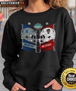 Alt Text: Original Memphis Tigers vs North Carolina State Wolfpack 2025 Gasparilla Bowl dueling helmet sweatshirt design.