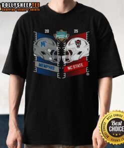 Original Memphis Tigers vs North Carolina State Wolfpack 2025 Gasparilla Bowl dueling helmet t-shirt design.