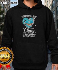 Original Miami Dolphins Lady Sassy Classy And A Tad Badassy Diamond Heart Hoodie showcasing team spirit and style.