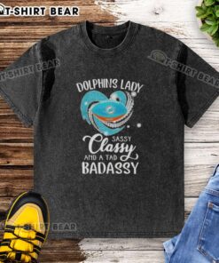 Original Miami Dolphins Lady Sassy Classy And A Tad Badassy Diamond Heart Washed T-Shirt in vibrant colors.