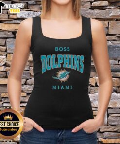 Original Miami Dolphins NFL Boss Logo Tank Top featuring vibrant colors and iconic team branding for fans.
