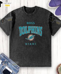 Alt Text: Original Miami Dolphins NFL Boss Logo Washed T-Shirt in vibrant colors, perfect for fans and casual wear.
