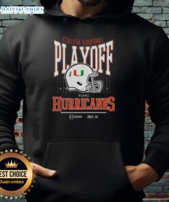 Alt Text: Original Miami Hurricanes 2025-2026 College Football Playoff Bound hoodie featuring team helmet design.