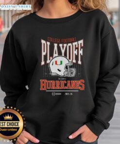 Original Miami Hurricanes 2025-2026 College Football Playoff Bound helmet sweatshirt in vibrant colors, showcasing team pride.