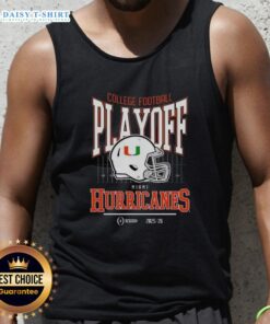 Original Miami Hurricanes 2025-2026 College Football Playoff Bound helmet tank top featuring team colors and logo.