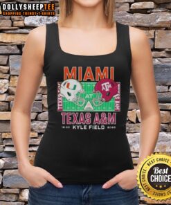 Alt Text: Original Miami Hurricanes vs Texas A&M Aggies 2025 college football helmets on a stylish tank top design.