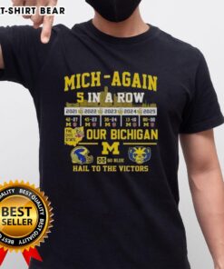 Original Michigan 5 In A Row T-Shirt featuring 'Go Blue' and 'Hail To The Victors' designs for Ohio State fans.