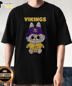 Original Minnesota Vikings Labubu T-Shirt featuring bold team colors and classic logo design, perfect for fans.