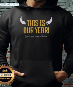 Original Minnesota Vikings hoodie featuring 'This is Our Year. If Not, Read Again Next Year' slogan.