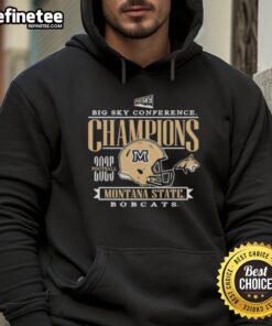 Alt Text: Montana State Bobcats 2025 Big Sky Conference Football Champions hoodie featuring iconic helmet design.