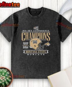 Alt Text: Original Montana State Bobcats 2025 Big Sky Conference Football Champions helmet washed t-shirt design.