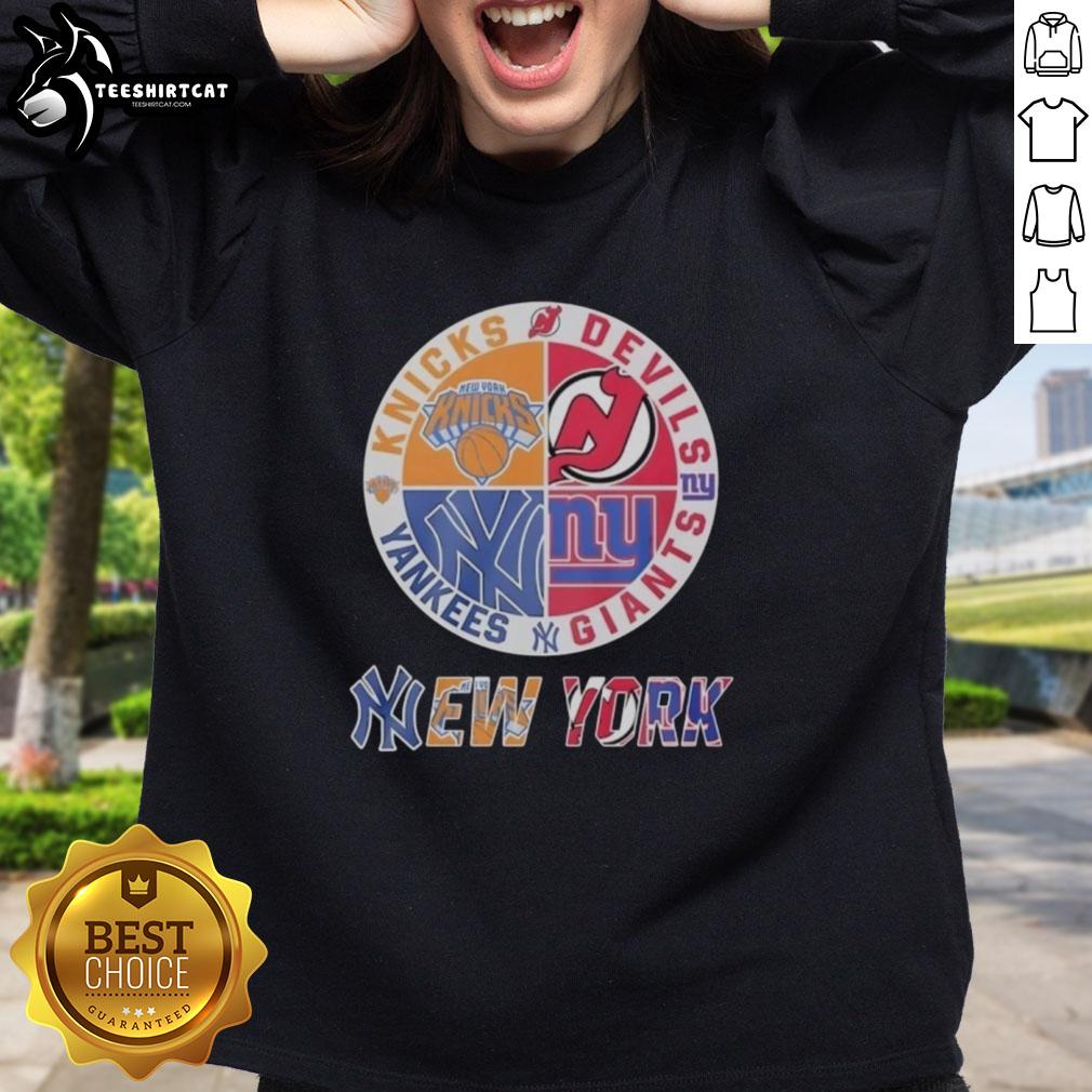 original-new-york-knicks-new-york-yankees-new-york-giants-and-new-jersey-devils-mashup-logo-sweatshirt Original New York Knicks, Yankees, Giants & Devils mashup logo sweatshirt featuring vibrant team colors and designs.