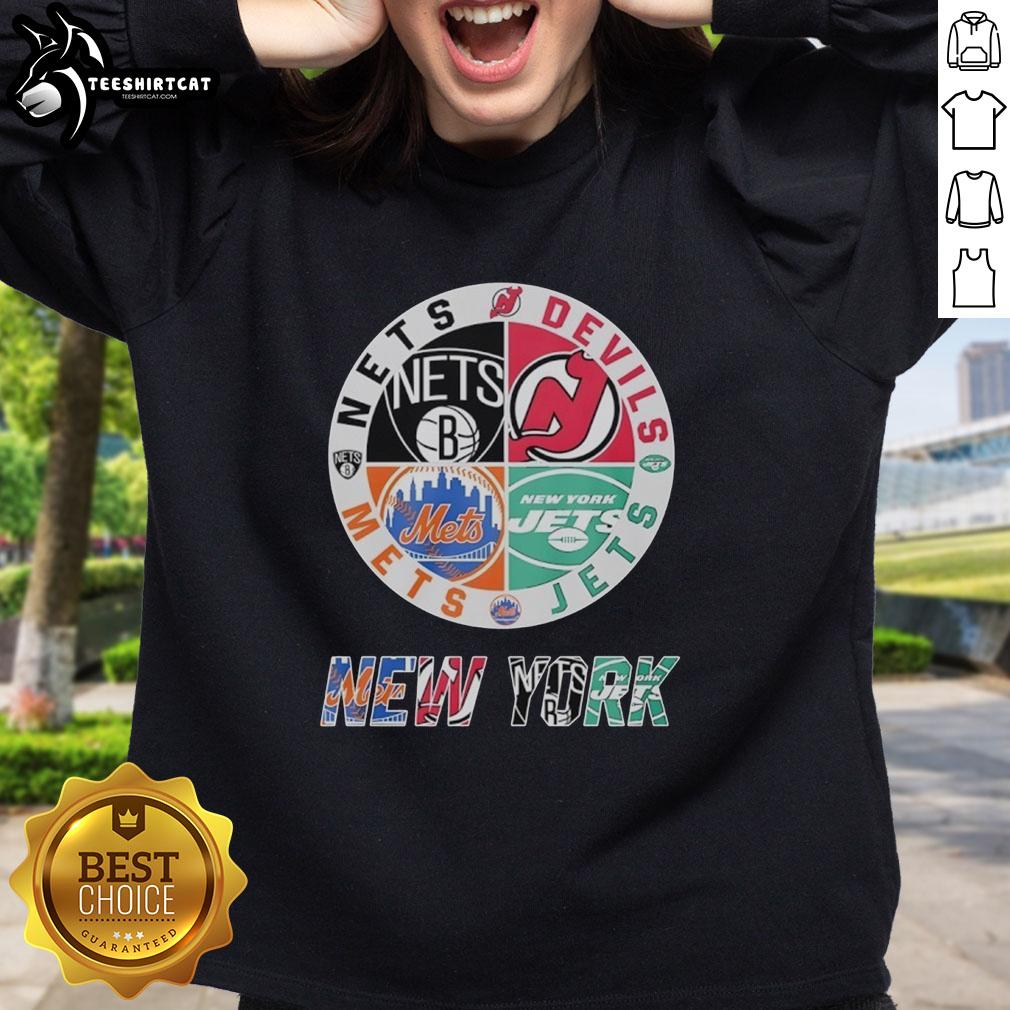 original-new-york-mets-new-york-jets-brooklyn-nets-and-new-jersey-devils-mashup-logo-sweatshirt Alt Text: Original New York Mets, Jets, Brooklyn Nets, and New Jersey Devils mashup logo sweatshirt featuring vibrant team colors.