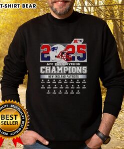 Alt Text: Original New York Patriots Football Helmet sweatshirt celebrating AFC East Division Champions 2025.