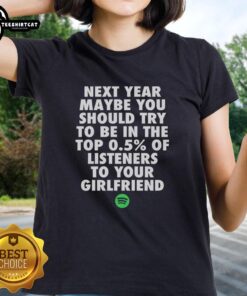 Original Next Year Maybe You Should Try To Be In The Top 0.5% Of Listeners Ladies Tee in stylish design and vibrant colors.
