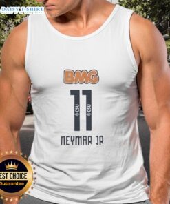 Alt Text: Original Neymar Jr 11 CSU Santos FC BMG tank top featuring vibrant colors and stylish design for soccer fans.