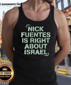 Original Nick Fuentes Right About Israel tank top featuring bold graphics and a trendy design for casual wear.