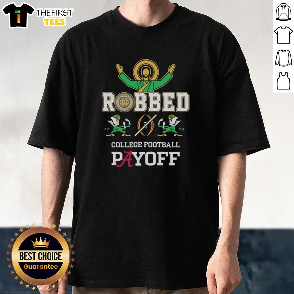 original-notre-dame-fighting-irish-vs-alabama-crimson-tide-robbed-college-football-playoff-t-shirt Original Notre Dame Fighting Irish vs Alabama Crimson Tide robbed college football playoff T-shirt design featuring team logos.
