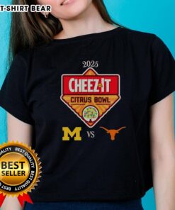 Original Official Michigan Wolverines vs Texas Longhorns 2025 Cheez-It Citrus Bowl Ladies Tee, stylish and comfortable.