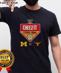 Original Official Michigan Wolverines Vs Texas Longhorns 2025 Cheez-It Citrus Bowl T-Shirt featuring team logos.