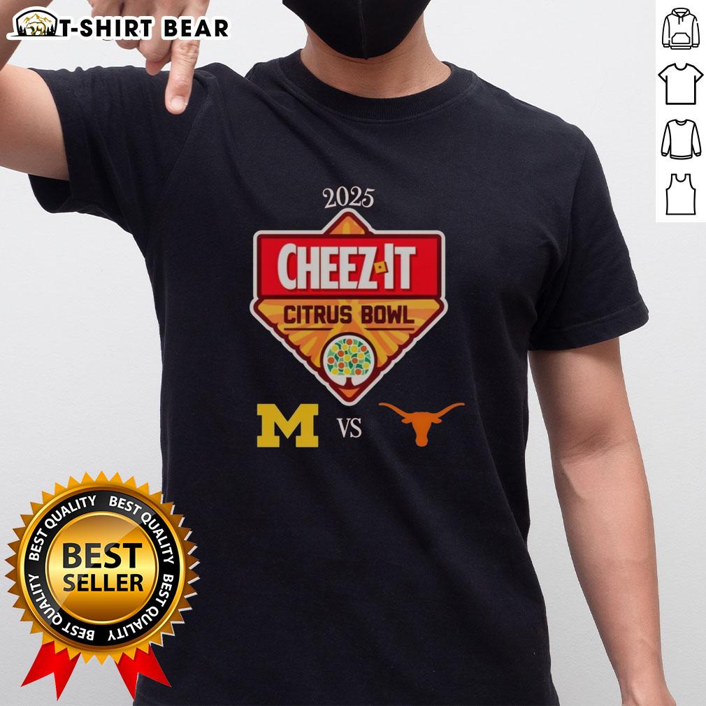 Original Official Michigan Wolverines Vs Texas Longhorns 2025 Cheez-It Citrus Bowl T-Shirt Original Official Michigan Wolverines Vs Texas Longhorns 2025 Cheez-It Citrus Bowl T-Shirt featuring team logos.