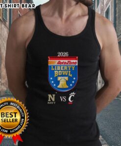 Original Official Navy Midshipmen vs Cincinnati Bearcats 2026 Autozone Liberty Bowl Matchup tank top design.