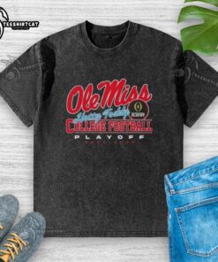 Alt Text: Original Ole Miss Hotty Toddy College Football Playoff 2025-26 washed t-shirt in navy blue, perfect for fans.