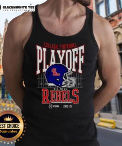 Original Ole Miss Rebels 2025-2026 College Football Playoff Bound helmet tank top featuring team colors and logo.