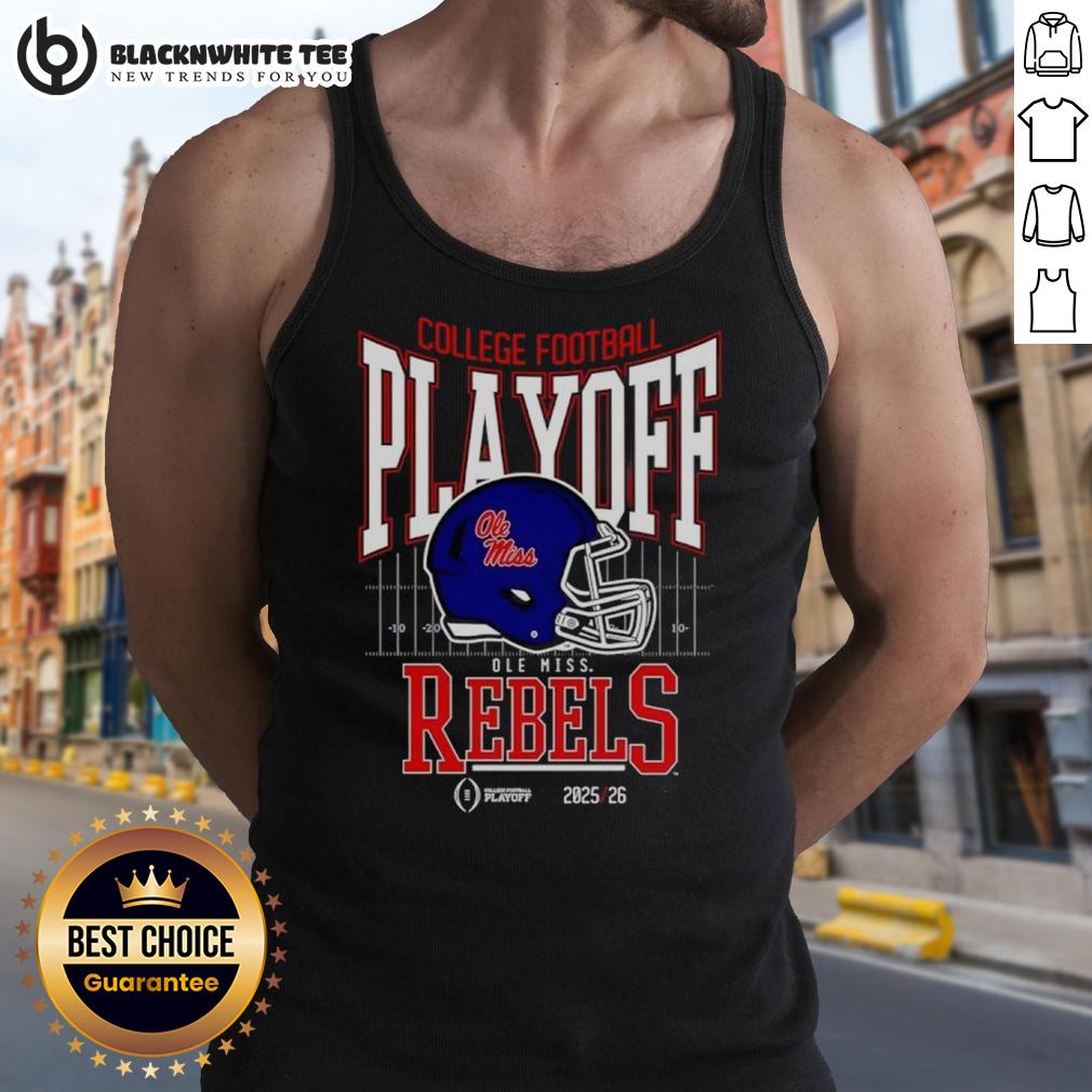 Original Ole Miss Rebels 2025-2026 College Football Playoff Bound Helmet Tank Top Original Ole Miss Rebels 2025-2026 College Football Playoff Bound helmet tank top featuring team colors and logo.