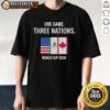 Original One Game Three Nations World Cup 2026 T-Shirt featuring vibrant graphics and a dynamic design for soccer fans.