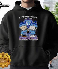 Original Peanuts 67th Anniversary hoodie celebrating 1959-2026, featuring Tennessee Titans and 'Thank You For The Memories' design.