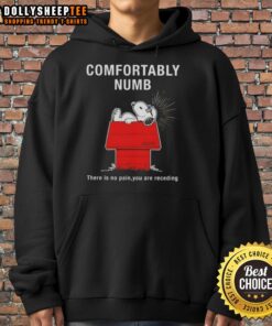 Original Peanuts Snoopy hoodie featuring 'Comfortably Numb - There Is No Pain You Are Receding' design in vibrant colors.