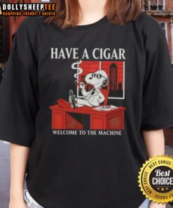 Original Peanuts Snoopy 'Have A Cigar' tee for ladies, featuring iconic cartoon design and vibrant colors.