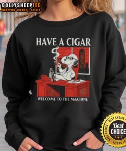 Alt Text: Original Peanuts Snoopy 'Have A Cigar' sweatshirt featuring colorful graphics and a playful design for fans.
