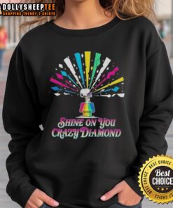 Original Peanuts Snoopy Shine On You Crazy Diamond sweatshirt featuring Snoopy graphic design and vibrant colors.