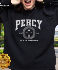 Original Percy Son of Poseidon Sea God Sweatshirt featuring vibrant graphics and comfortable fabric for fans and casual wear.