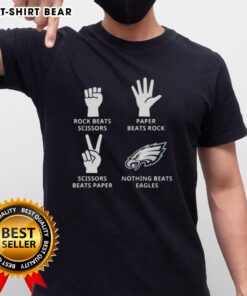 Original Philadelphia Eagles T-shirt featuring 'Nothing Beats Rock Beats Scissors Paper Beats Rock Scissors Beats Paper' design.