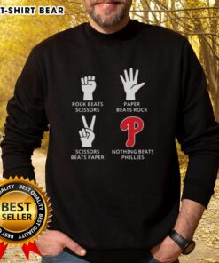 Original Philadelphia Phillies sweatshirt featuring 'Nothing Beats Rock, Paper, Scissors' design in vibrant colors.