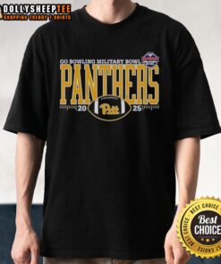 Alt Text: Original Pitt Panthers 2025 Go Bowling Military Bowl Logo T-Shirt featuring vibrant team colors and logo design.