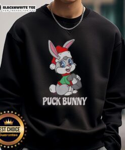 Cozy Original Puck Bunny Christmas Sweatshirt featuring festive designs, perfect for holiday gatherings and winter wear.
