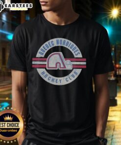 Alt Text: Original Quebec Nordiques vintage surround t-shirt featuring classic team logo and retro design in vibrant colors.