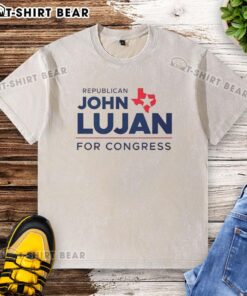 Original Republican John Lujan for Congress 2026 washed t-shirt, featuring a bold campaign logo and casual style.
