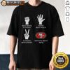 Alt Text: Original San Francisco 49ers T-shirt featuring 'Nothing Beats Rock, Paper, Scissors' design in team colors.