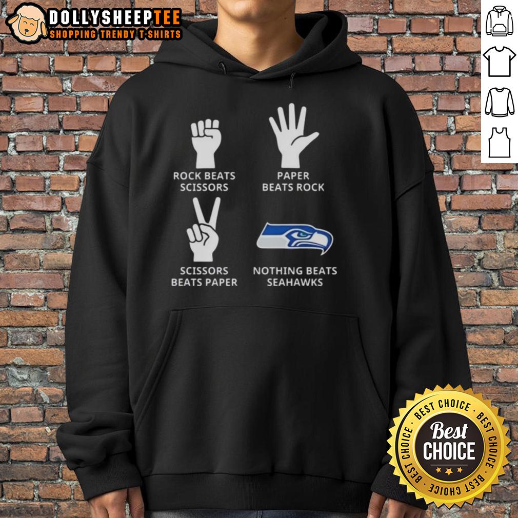 Original Seattle Seahawks Nothing Beats Rock Beats Scissors Paper Beats Rock Scissors Beats Paper Hoodie Alt Text: Original Seattle Seahawks hoodie featuring 'Nothing Beats Rock, Paper, Scissors Beats Rock' design.