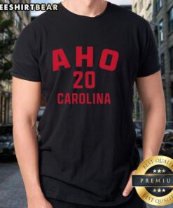 Original Sebastian Aho 20 Carolina Hurricanes hockey t-shirt featuring bold graphics and team colors, perfect for fans.