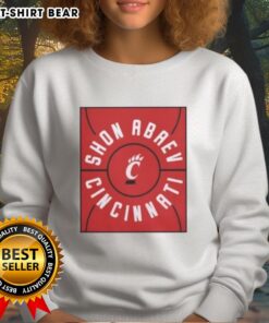 Alt Text: Original Shon Abaev full court Cincinnati Bearcats basketball sweatshirt in red, featuring team logo and sporty design.